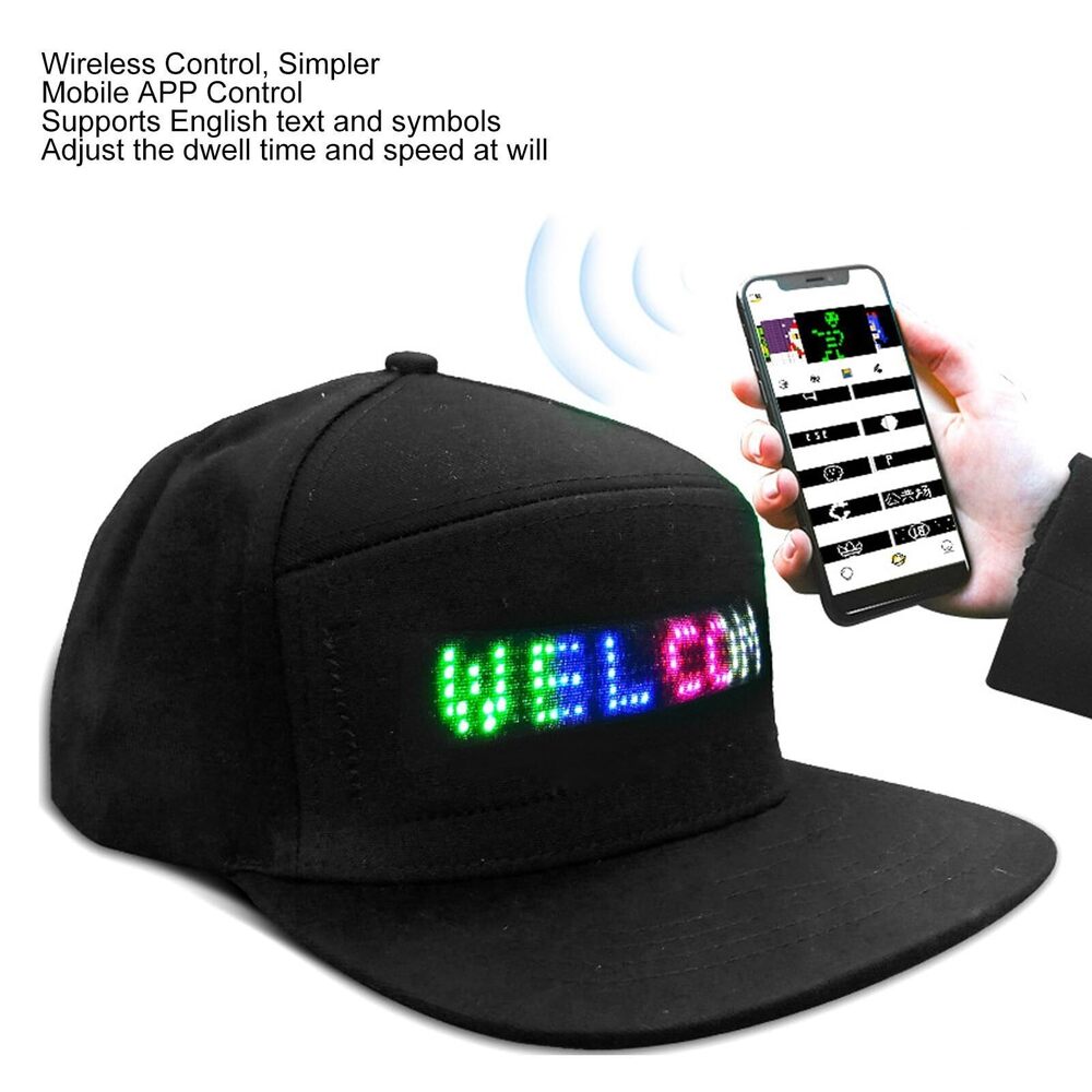 6103 Dot Array Color LED Programmable Display Screen Hat with Mobile APP - Picture 5 of 9
